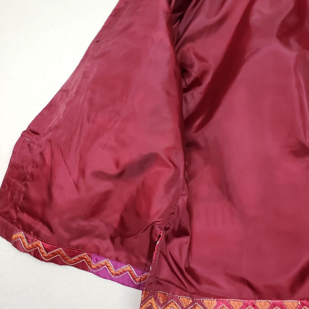 French Laundry Red Quilted Embroidered Button-Up Patchwork Jacket Sz S EXCELLENT - Picture 10 of 12